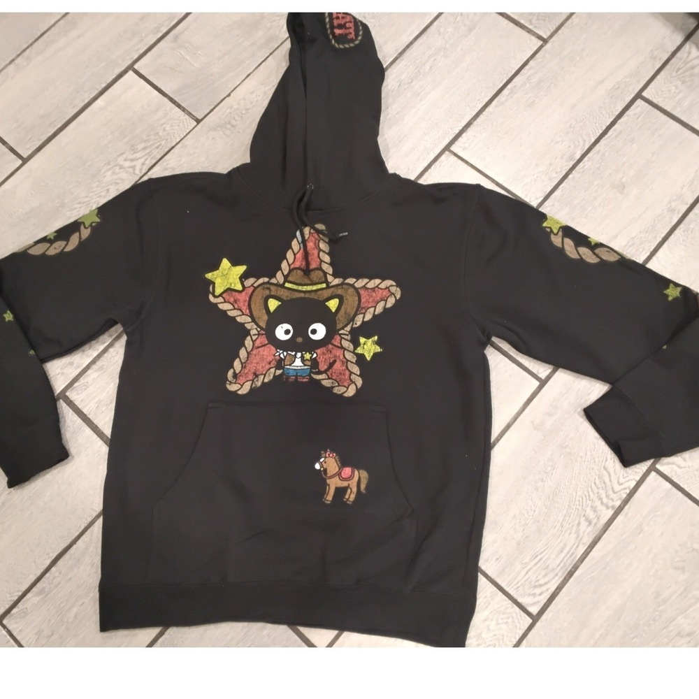 Hello Kitty Hypland Chococat Cowboy Hoodie Black Large Sanrio Western Graphic